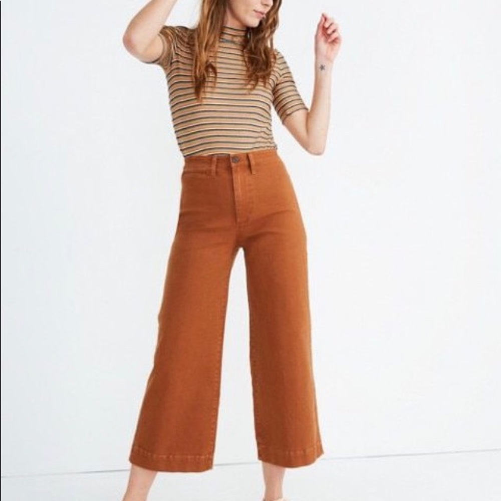 MADEWELL SLIM EMMETT WIDE-LEG CROP PANTS | SIZE 24 | FIT: REGULAR | WARM RUST